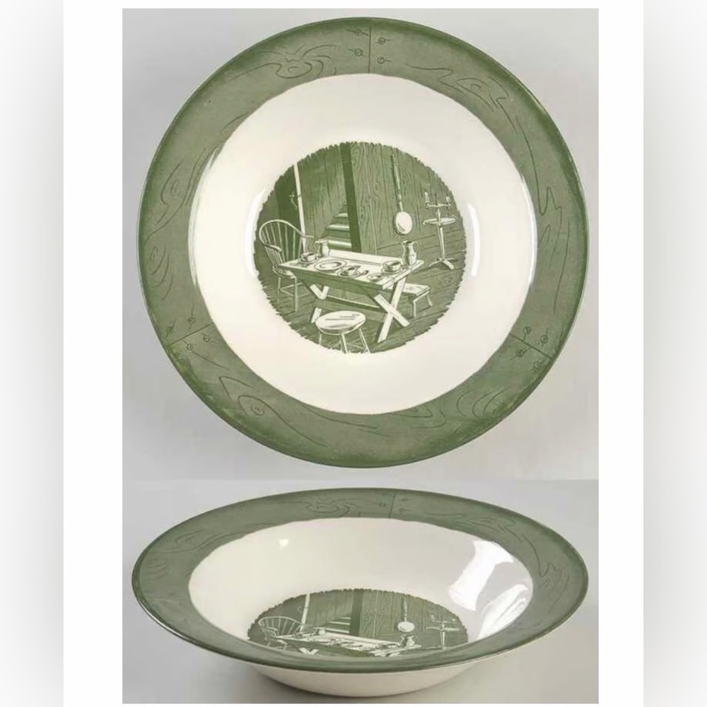 Colonial Homestead 1950’s Green 10" Round Vegetable Bowl
